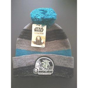 New Disney STAR WARS ADULT Mandalorian Men's Stripe Winter KNIT HAT OSFM NWT